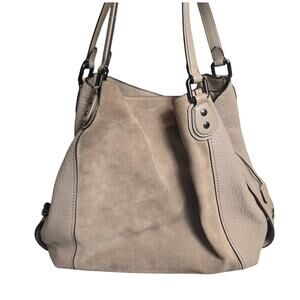 COACH Edie 42 Tan/gray Leather Suede Shoulder Bag XL 20335